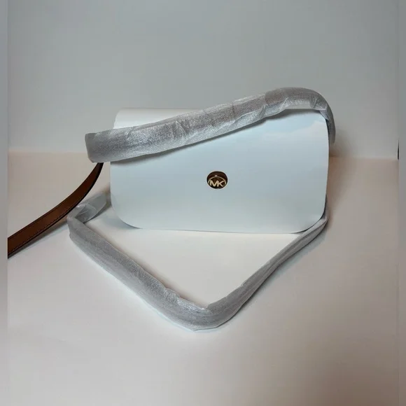 Michael Kors Brown and Dark Brown MK Logo Crossbody Bag NWT - Picture 2 of 8